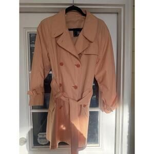 Vintage Burberrys’ orange Gingham check Trench Coat - Sz 8 Long - EUC